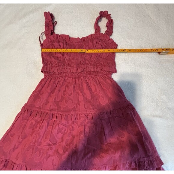 Anthropologie Sleeveless Square Neck Ruffle Tiered Midi Dress Sz Sm Pink - Picture 5 of 9